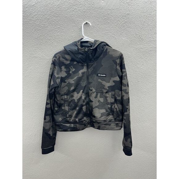 Columbia Womens Jacket Size Medium Grey Camo Northern Canyon Hybrid ZipUp Hooded - Picture 1 of 11
